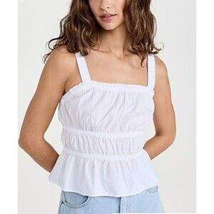 Madewell Poplin Sophia Peplum Tank Size Small Eyelet White